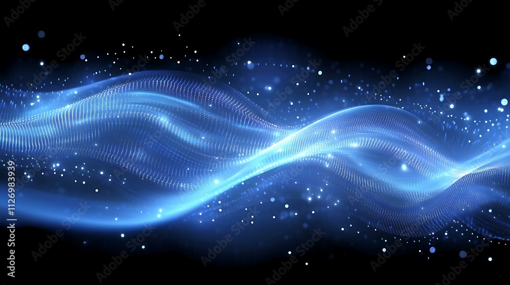 Obraz premium Abstract Blue Wave Particle Design