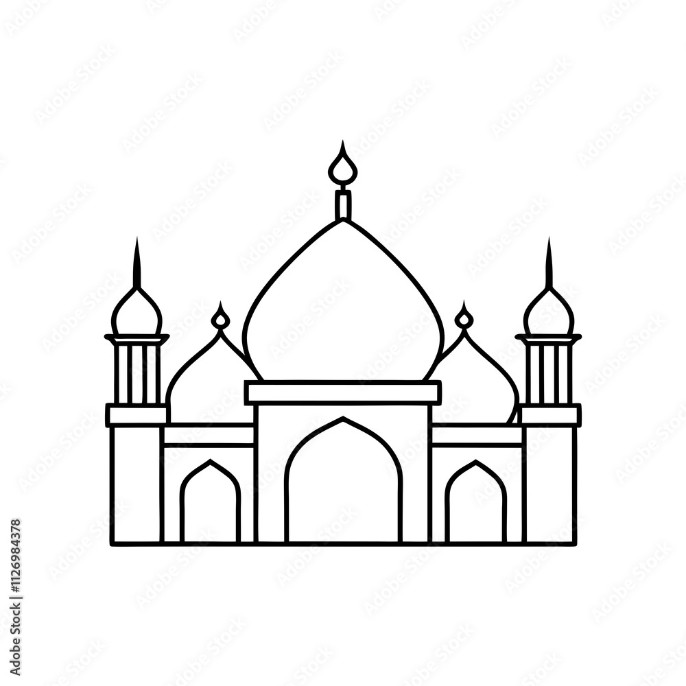 mosque vector line art with white background mosque vector line art with white background