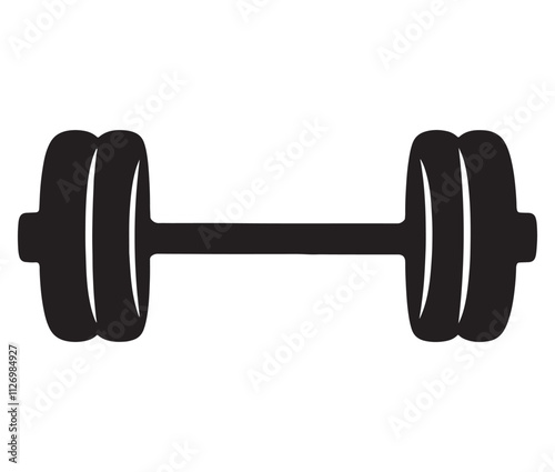 Dumbbell isolated on white background, Cartoon dumbbells silhouette icon