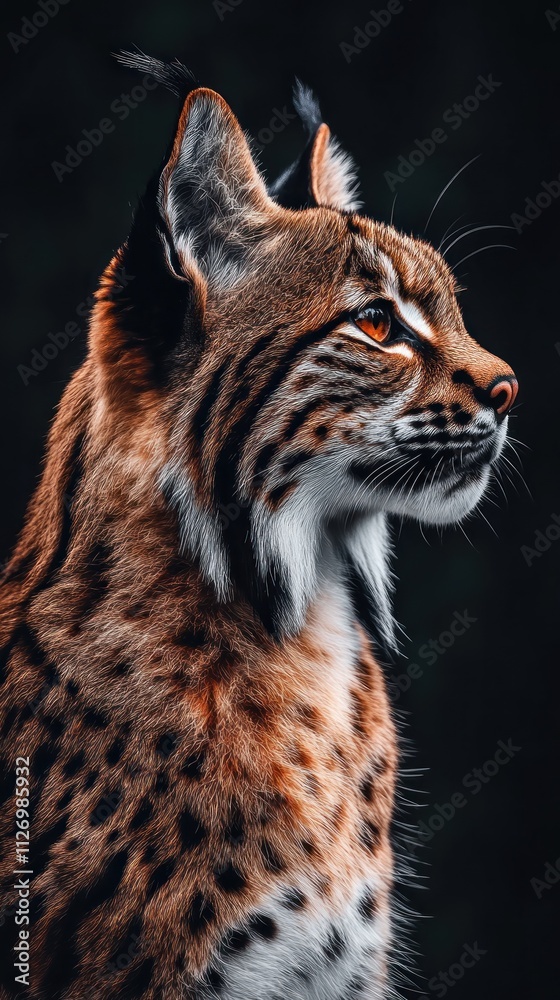 A close-up portrait of a lynx showcasing its striking features and fur patterns. A close-up portrait of a lynx showcasing its striking features and fur patterns.