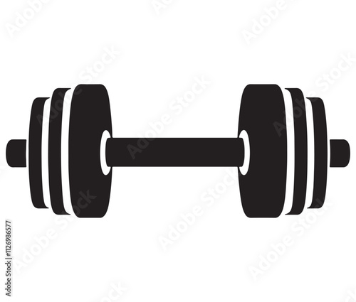 Dumbbell isolated on white background, Cartoon dumbbells silhouette icon