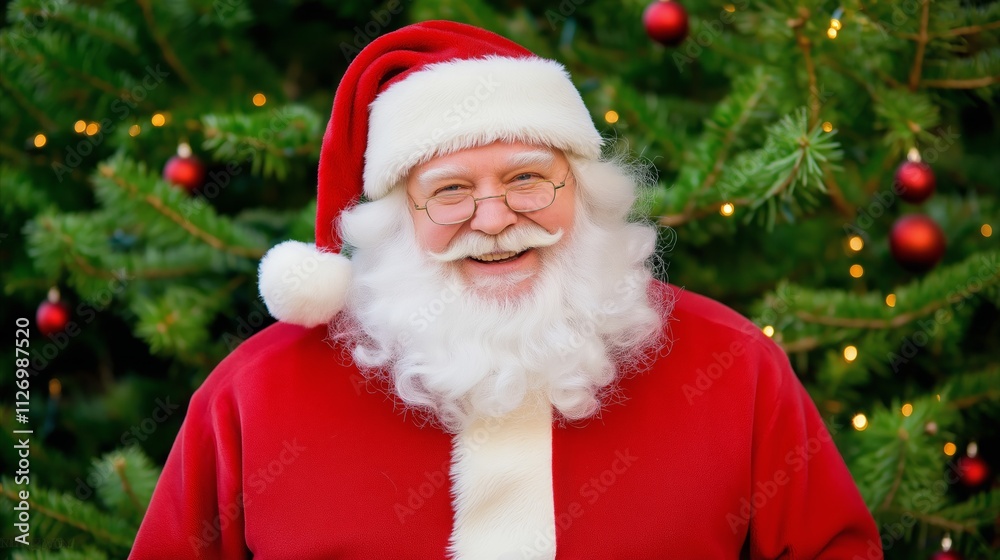 Santa Claus is smiling and wearing a red hat Santa Claus is smiling and wearing a red hat