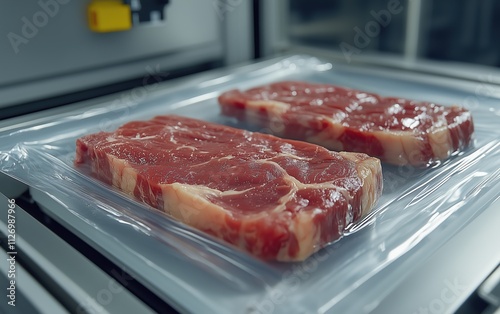 Perfectly sealed, succulent steaks await!  Vacuum-packed for freshness and flavor, ready for culinary adventures. #steak #food photo