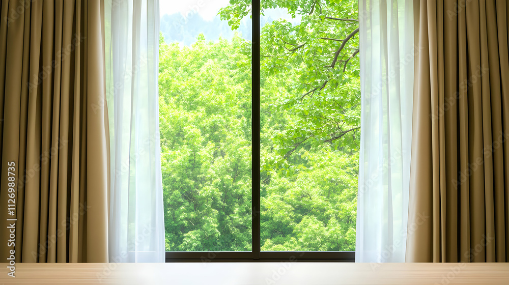 Serene Window View Illustration Serene Window View Illustration