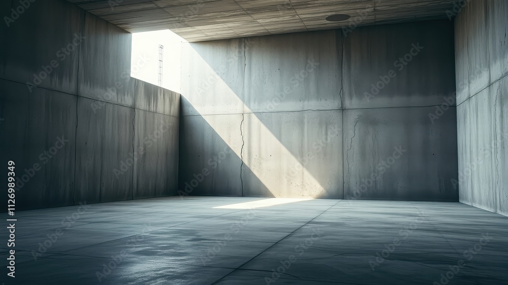 Sunlit Concrete Room Minimalist Interior Design with High Ceilings and Industrial Aesthetic Sunlit Concrete Room Minimalist Interior Design with High Ceilings and Industrial Aesthetic