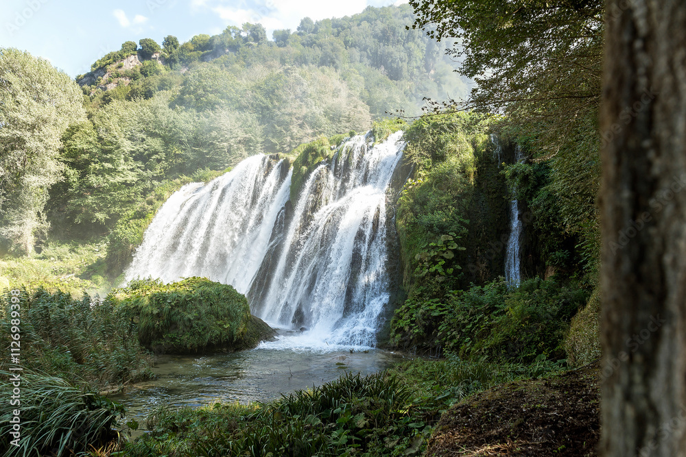 Fototapeta premium Wonderful Natural Sceneries of The Marmore Falls (Cascata delle Marmore) in Umbria, Terni Province, Italy (Part II).