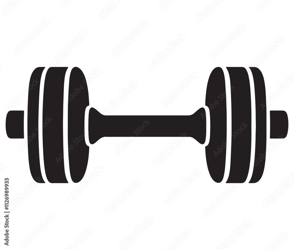 Dumbbell isolated on white background, Cartoon dumbbells silhouette icon Dumbbell isolated on white background, Cartoon dumbbells silhouette icon