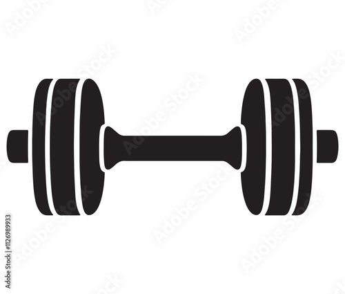 Dumbbell isolated on white background, Cartoon dumbbells silhouette icon