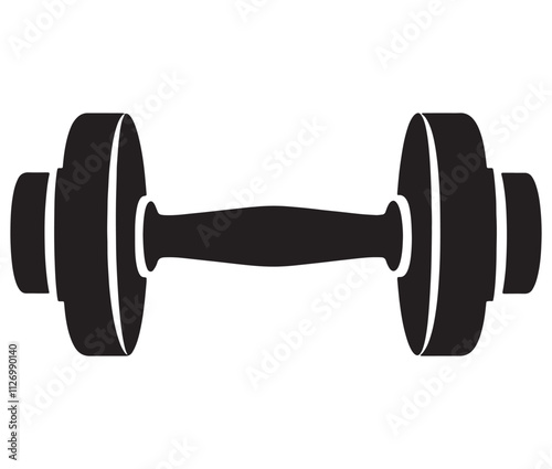 Dumbbell isolated on white background, Cartoon dumbbells silhouette icon