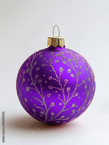 Christmas decorative purple ball isolated on white background