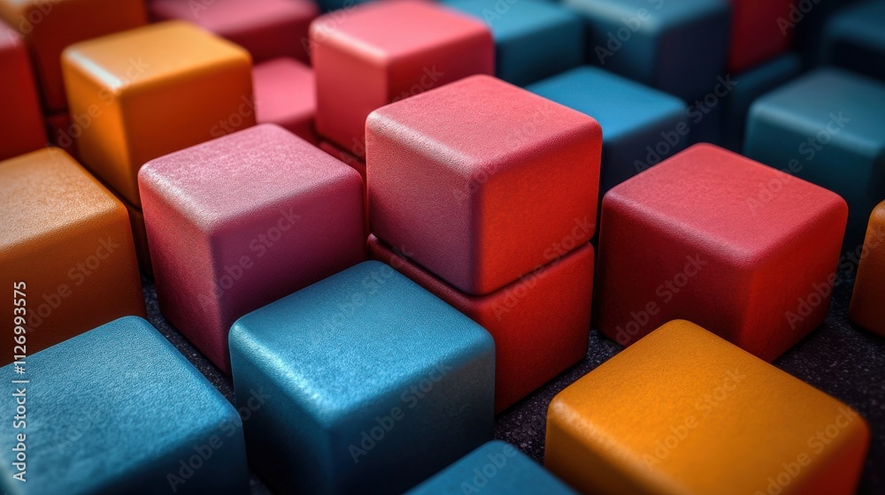 set of colorful cubes 3d rende set of colorful cubes 3d rende