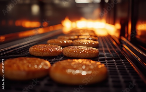 Golden loaves emerge from the fiery heart of the oven, glistening with warmth and promising a delicious, crusty bite. #freshbread photo