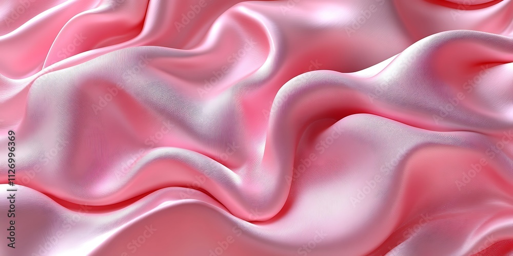 Obraz premium Close-up of soft pink silk fabric with flowing, wavy texture.
