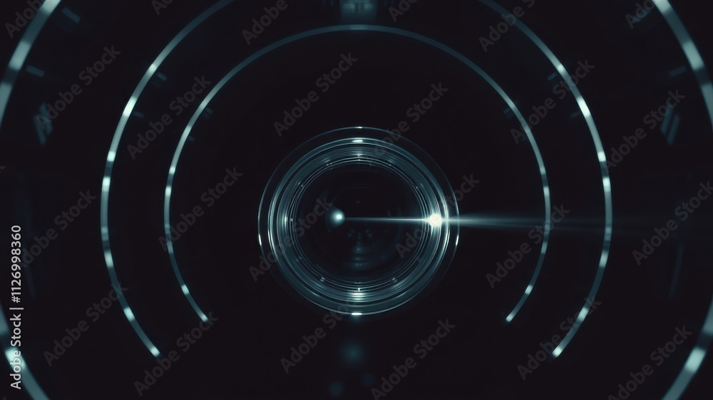 Abstract lens flare with concentric circles and glowing light beam Abstract lens flare with concentric circles and glowing light beam