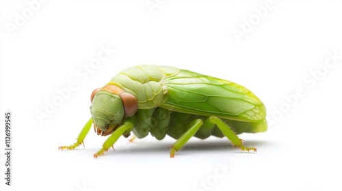 Detailed Portrait of a Cicada Nymph Isolated on White. Generative AI photo