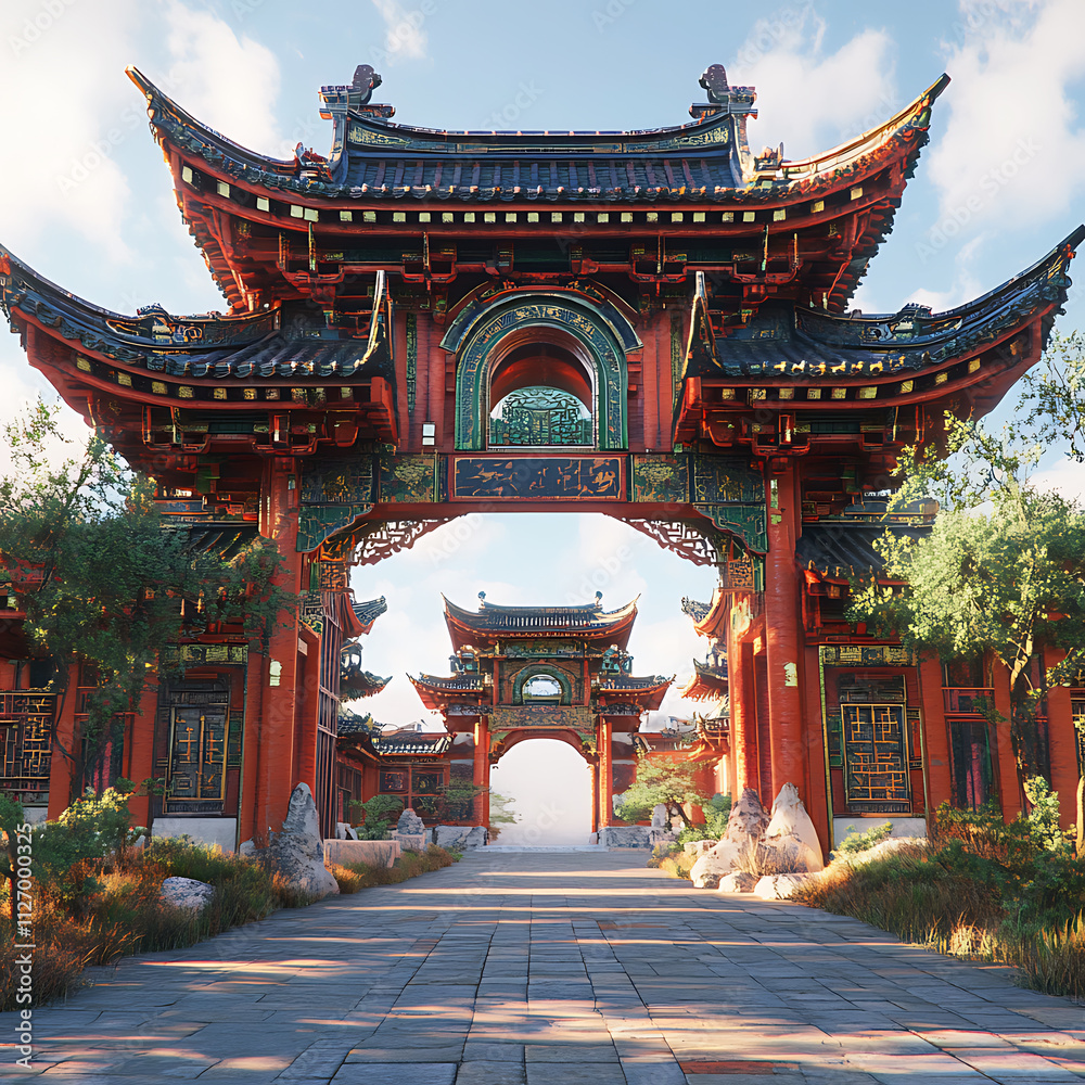 Fototapeta premium Modern Laboratory Interior with Scientists at Work. A bright, spacious, modern laboratory, showcasing multiple scientists in white lab coats working at various stations.