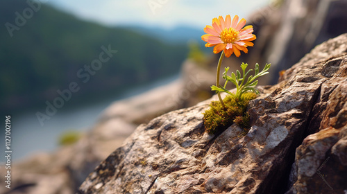 a small wild flower on a cliff