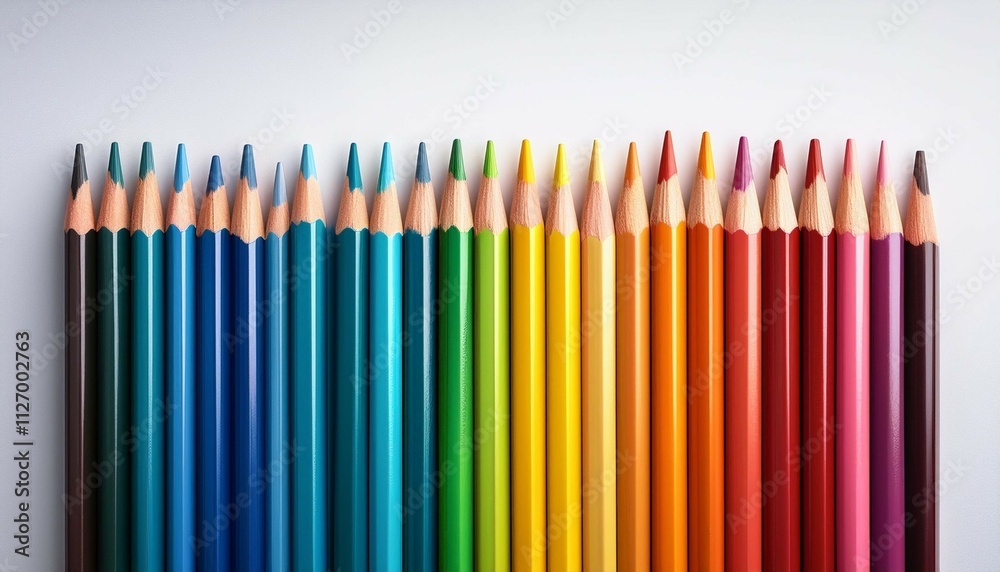 close up vibrant colored pencils tips in a row on white background creativity concept close up vibrant colored pencils tips in a row on white background creativity concept