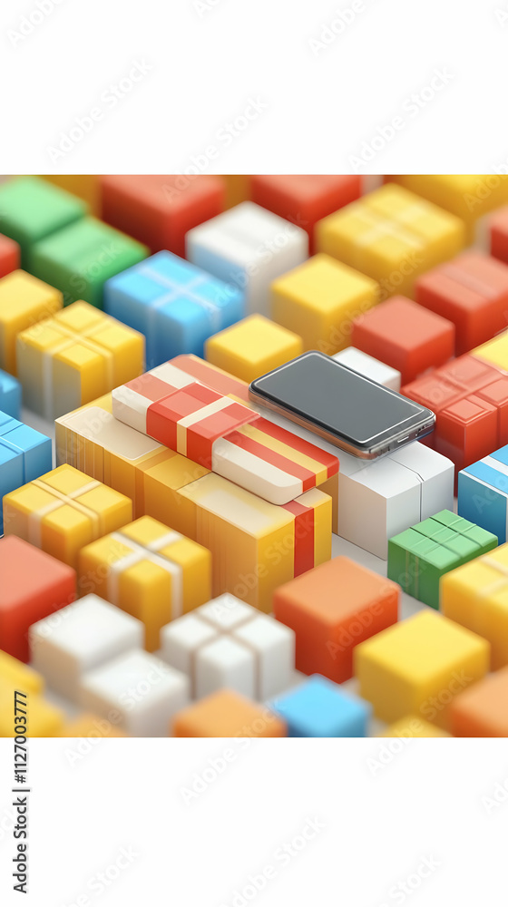 Colorful 3D Gift Boxes and Smartphone Colorful 3D Gift Boxes and Smartphone
