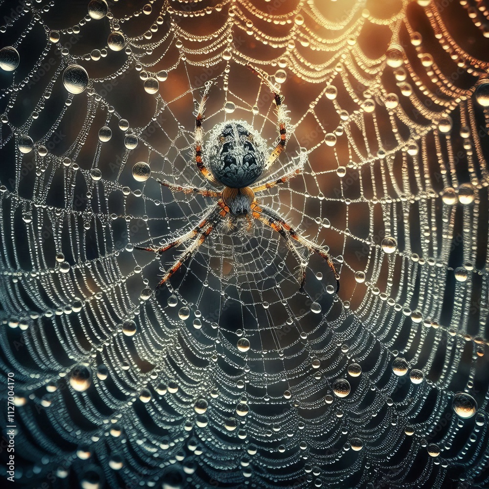 Naklejka premium Macrorealism Spider Web Incredibly detailed close up of a spider