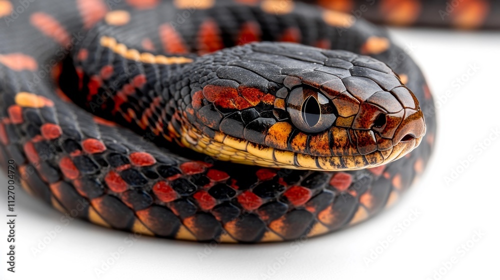 Colorful Snake Close-Up on White. Generative AI Colorful Snake Close-Up on White. Generative AI