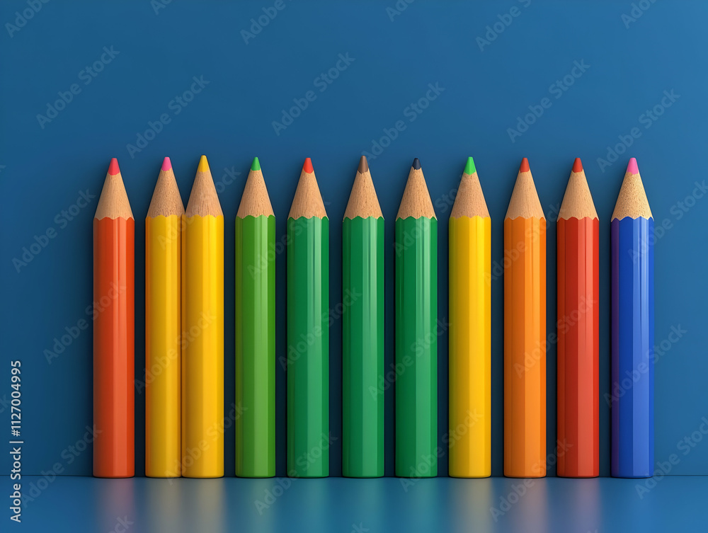 Colorful Pencils 3D Illustration Colorful Pencils 3D Illustration