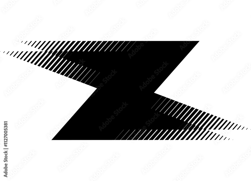 Modern vector pattern of black broken lines on a white background. Design element. Abstract flash Modern vector pattern of black broken lines on a white background. Design element. Abstract flash