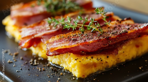 Delicious dish featuring bacon and herbs. photo