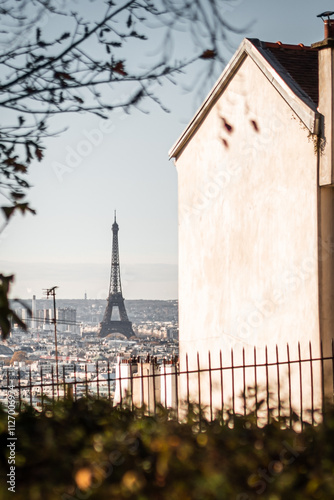 View on the Eiffel Tower in Paris from the Sacred Heart