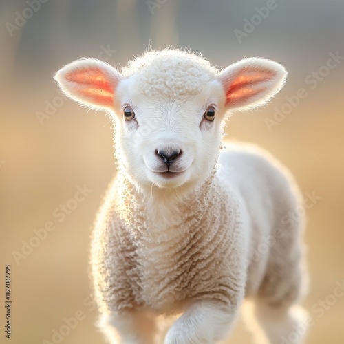 A young sheep, known as a lamb, is a juvenile animal characterized by its fluffy white fleece, playful nature, and curious eyes.