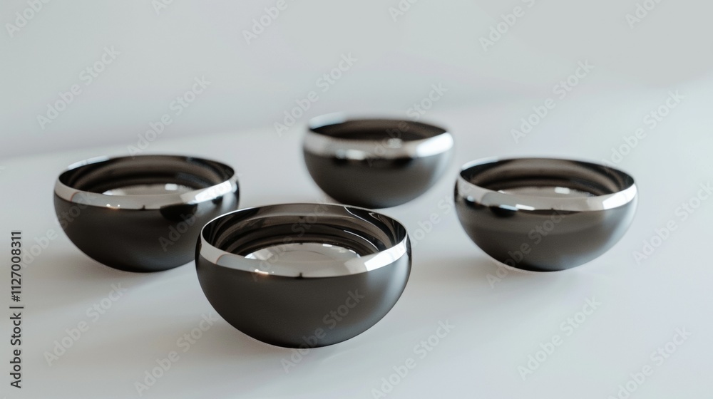 Modern black ceramic bowls with metallic accents Modern black ceramic bowls with metallic accents