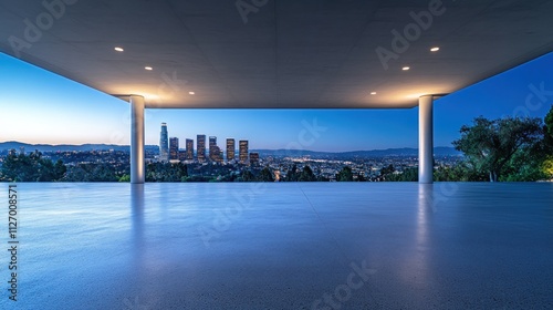Modern architecture showcasing a stunning city skyline at twilight.