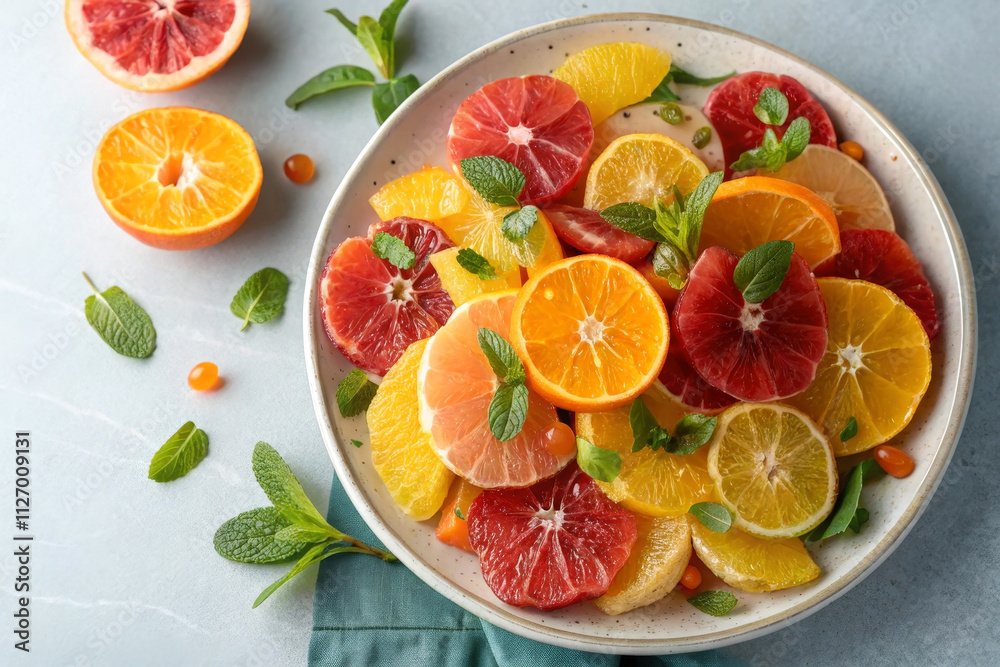 Fresh salad of orange and grapefruit slices Fresh salad of orange and grapefruit slices