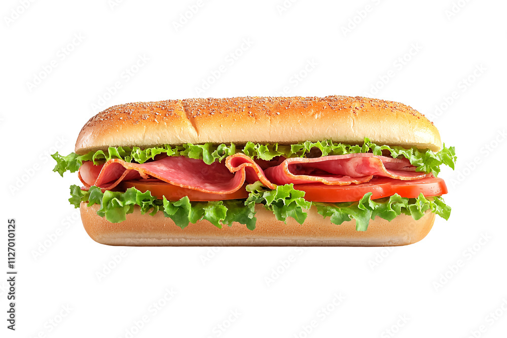 a sandwich with meat and lettuce