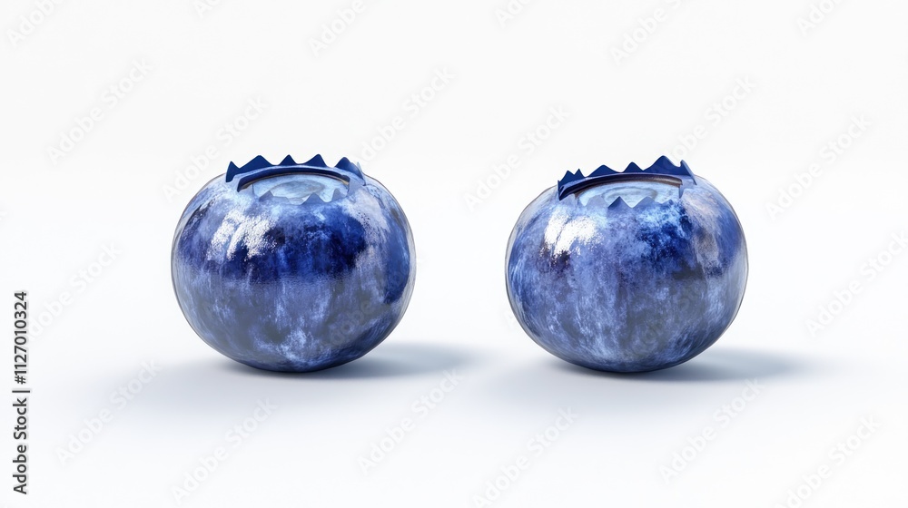 Two decorative blue vases with textured tops on a white background. Two decorative blue vases with textured tops on a white background.
