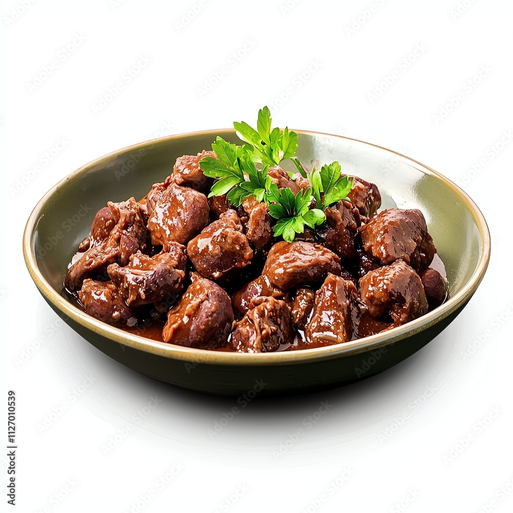 A bowl of tender, savory beef stew garnished with fresh parsley, showcasing rich flavors and a hearty meal. A bowl of tender, savory beef stew garnished with fresh parsley, showcasing rich flavors and a hearty meal.