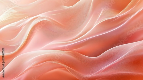 Abstract peach fabric waves, soft flowing silk texture background.