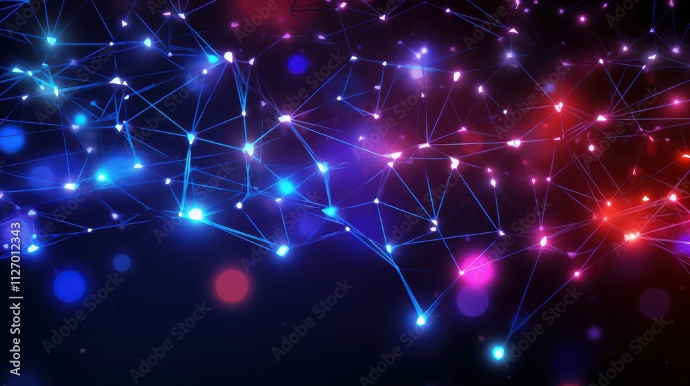 Abstract Network Illuminated Nodes Glowing Lines Abstract Network Illuminated Nodes Glowing Lines