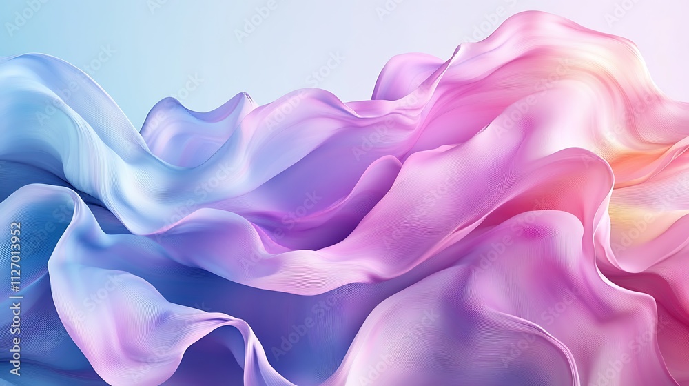 Fototapeta premium Abstract pastel pink and blue fabric waves.