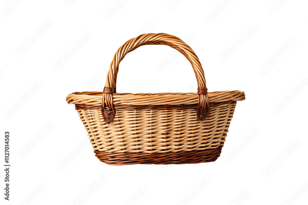 a wicker basket with a handle a wicker basket with a handle