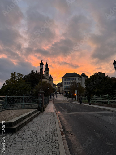 sunset over the city