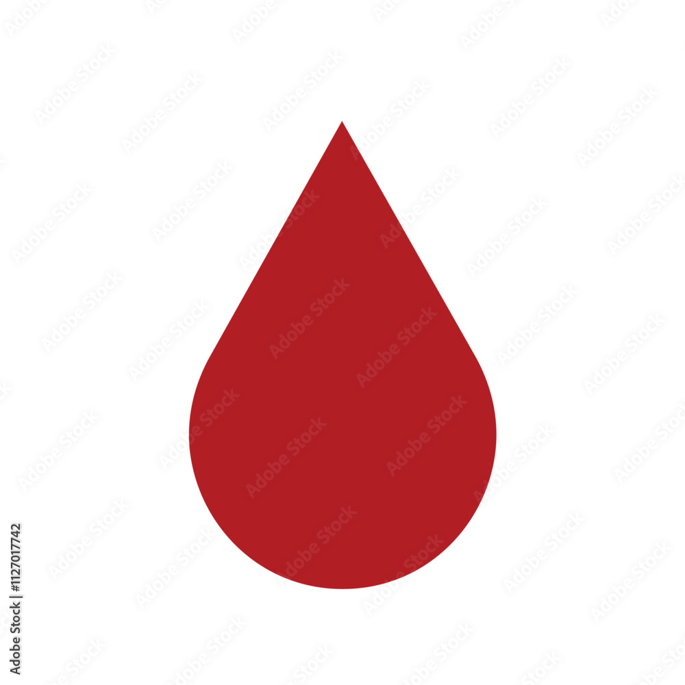 Drop of blood. Minimalistic red droplet icon symbolizing blood donation or liquid on a white background Drop of blood. Minimalistic red droplet icon symbolizing blood donation or liquid on a white background