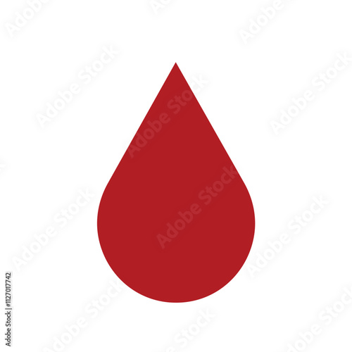 Drop of blood. Minimalistic red droplet icon symbolizing blood donation or liquid on a white background