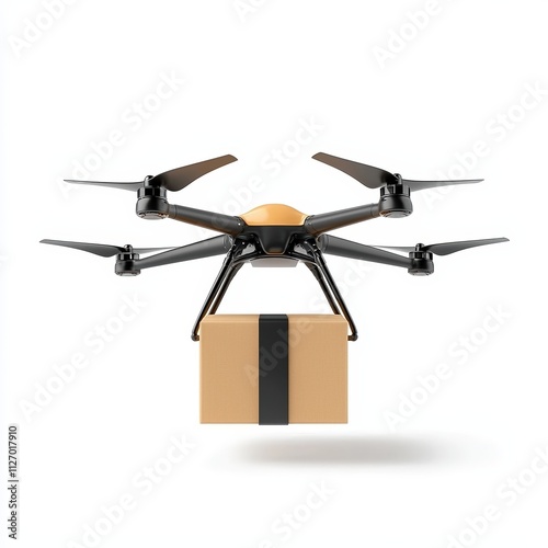 Drone Delivering Package in Modern Technology Concept for E-commerce and Logistics Solutions photo