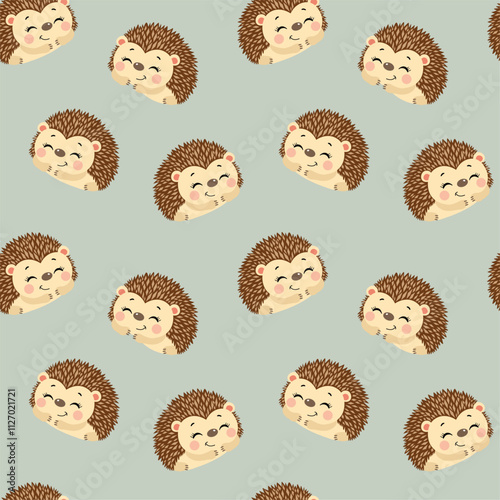 Seamless background pattern with cute hedgehog

