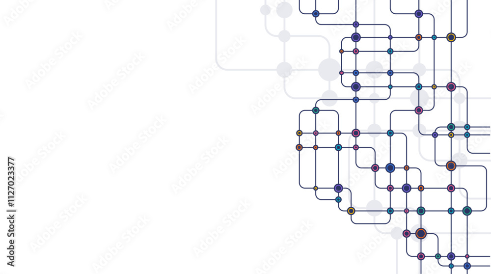 Circuit connect lines and dots. Network technology and Connection concept. Decentralized network nodes connections Circuit connect lines and dots. Network technology and Connection concept. Decentralized network nodes connections
