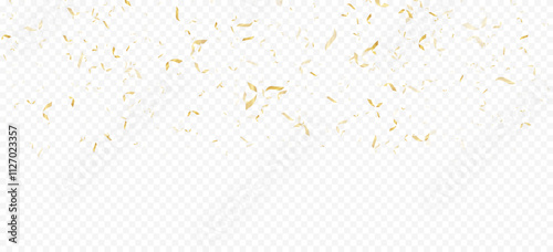 Glittering confetti on a transparent background. Gold confetti