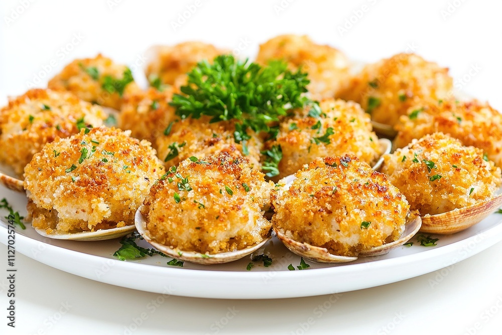Baked stuffed clams with crispy breadcrumb topping. Baked stuffed clams with crispy breadcrumb topping.