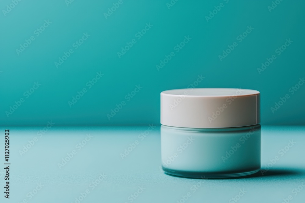 Elegant cream jar on soft grey surface with gentle highlights and fresh, clean aesthetic Elegant cream jar on soft grey surface with gentle highlights and fresh, clean aesthetic