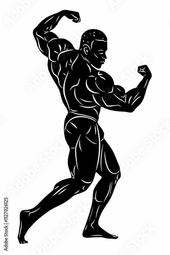 illustration of bodybuilder , vector drawing